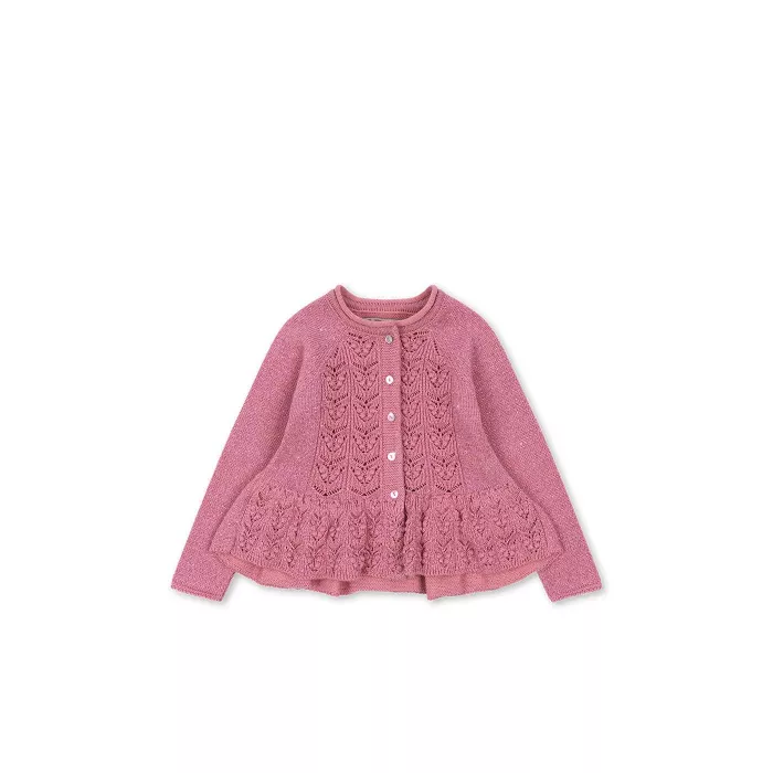 Cardigan tricotat din bumbac organic - Cabby - POWDER PINK - Konges Sløjd