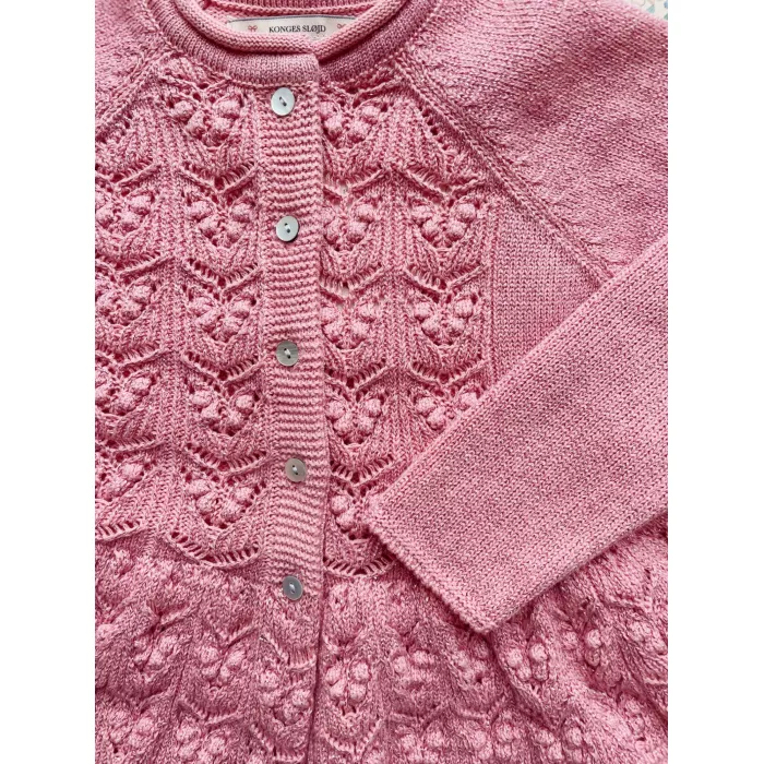 Cardigan tricotat din bumbac organic - Cabby - POWDER PINK - Konges Sløjd