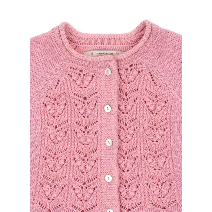 Cardigan tricotat din bumbac organic - Cabby - POWDER PINK - Konges Sløjd