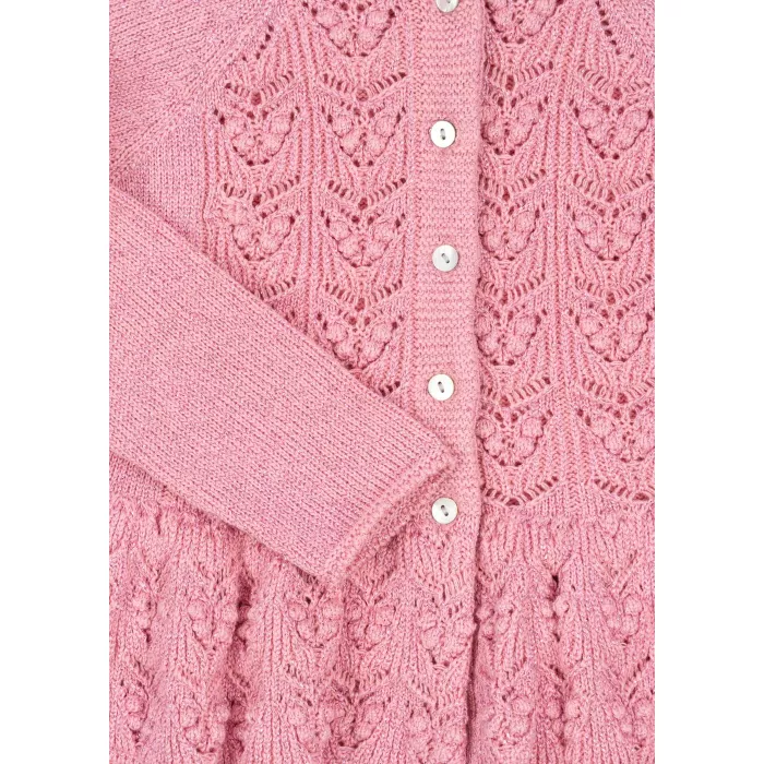 Cardigan tricotat din bumbac organic - Cabby - POWDER PINK - Konges Sløjd