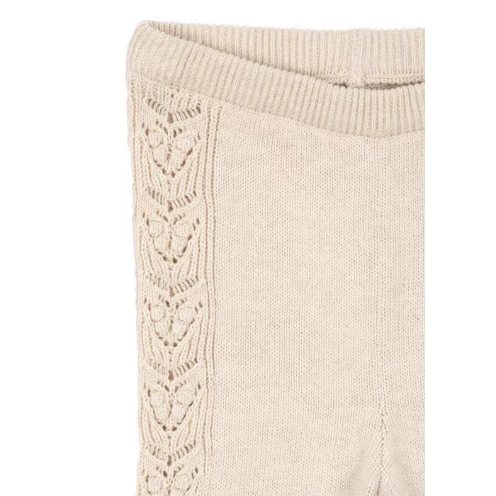 Pantaloni tricotati din bumbac organic - Cabby - OFF WHITE MELANGE - Konges Sløjd