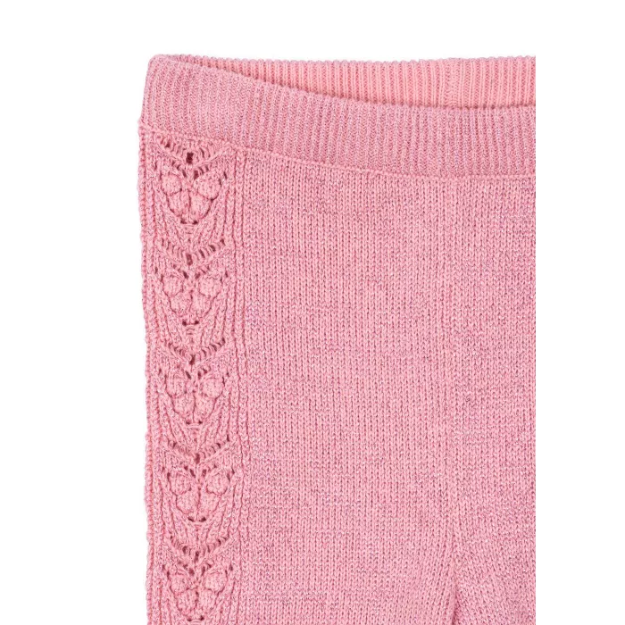 Pantaloni tricotati din bumbac organic - Cabby - POWDER PINK - Konges Sløjd