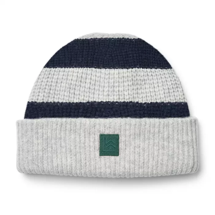 Caciula beanie din lana Emilio - Classic navy / Light grey melange  - Liewood