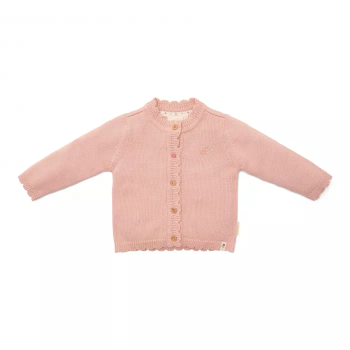 Cardigan din tricot de bumbac organic - Little Farm - Soft Rose - Little Dutch