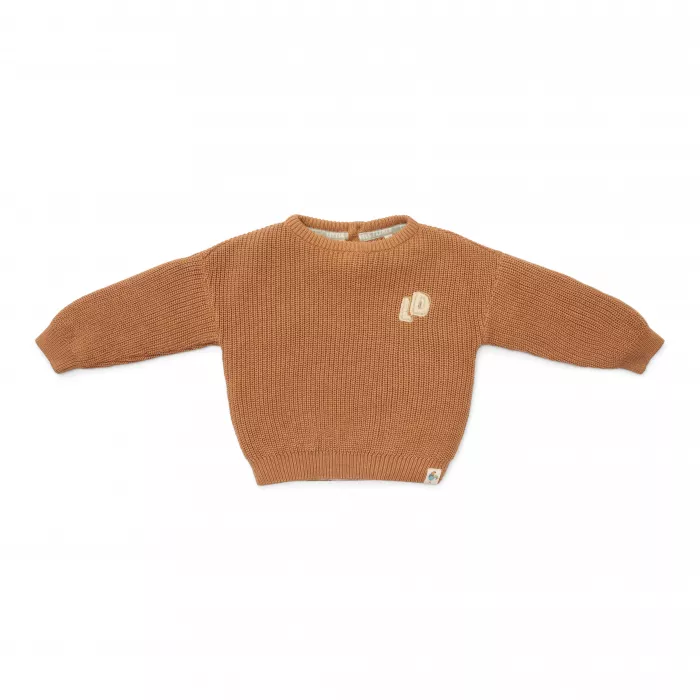 Pulover din tricot de bumbac organic - Little Farm - Brown - Little Dutch