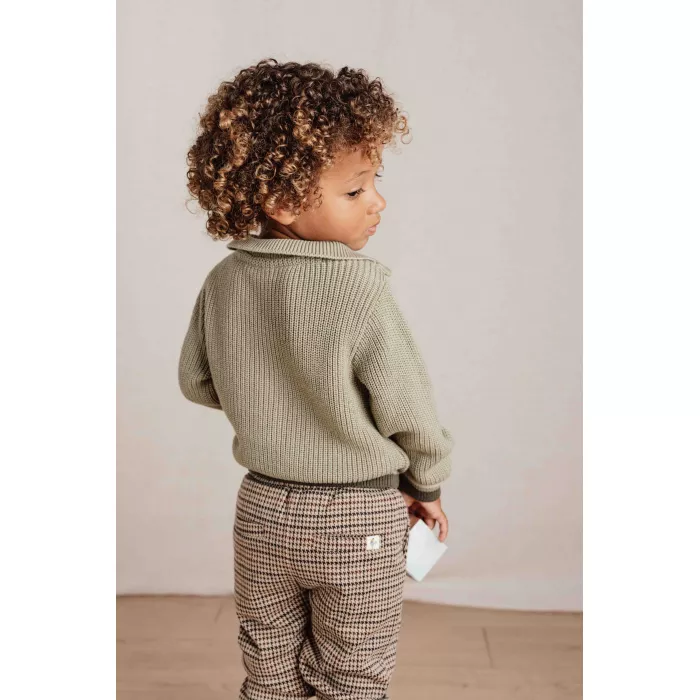 Pulover din tricot de bumbac organic - Little Farm - Green - Little Dutch