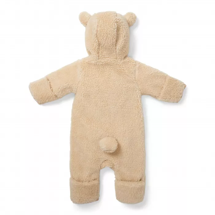 Salopeta captusita cu gluga din material teddy - Sand - Little Dutch