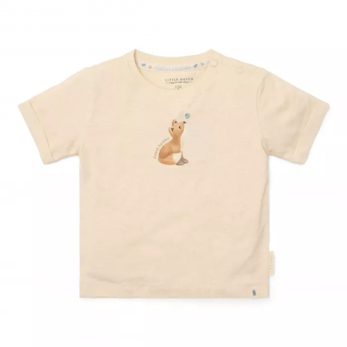 Tricou din bumbac organic - Birch Melange - Forest Friends - Little Dutch