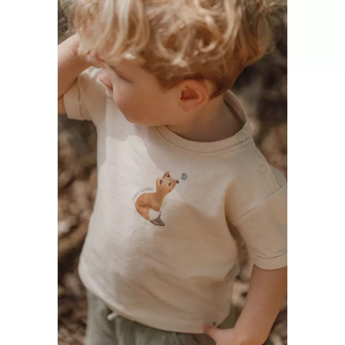 Tricou din bumbac organic - Birch Melange - Forest Friends - Little Dutch