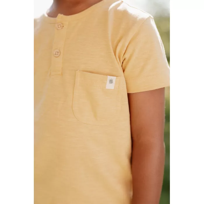 Tricou din bumbac organic - Yellow - Forest Friends - Little Dutch