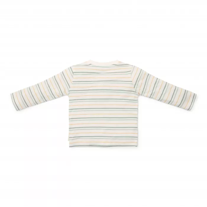 Bluza din bumbac organic - Forest Green Stripe - Forest Friends - Little Dutch