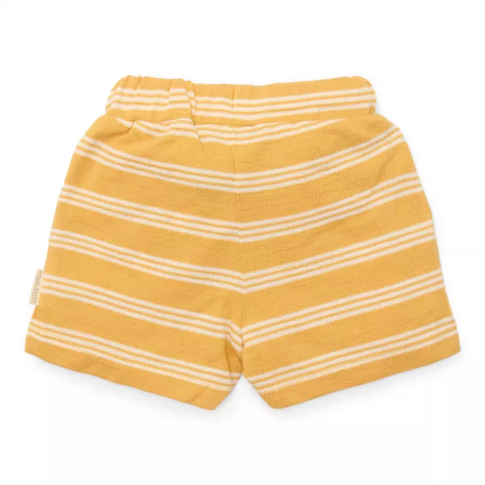 Pantaloni scurti din bumbac organic -Yellow Stripe - Forest Friends - Little Dutch