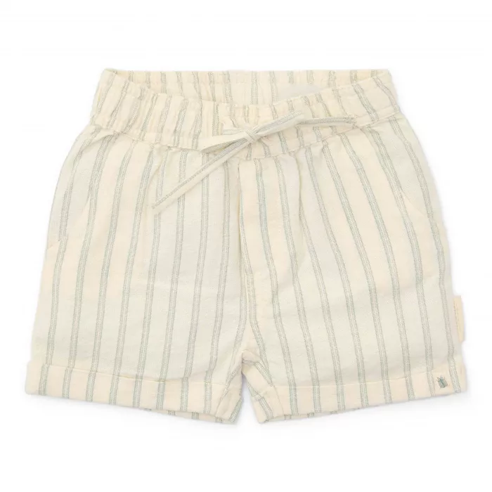 Pantaloni scurti din bumbac organic - Forest Green Stripe - Forest Friends - Little Dutch