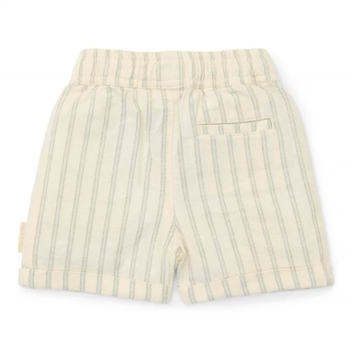 Pantaloni scurti din bumbac organic - Forest Green Stripe - Forest Friends - Little Dutch