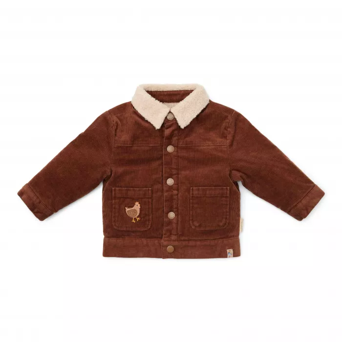 Jacheta reversibila din bumbac organic -  Brown / Sand - Little Farm - Little Dutch