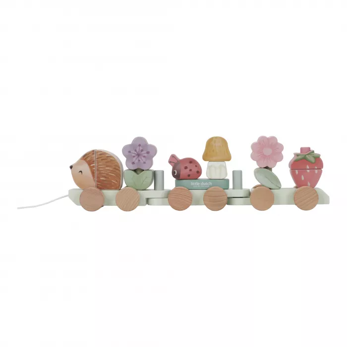 Trenulet din lemn FSC pentru stivuire - Arici - Fairy Garden - Little Dutch