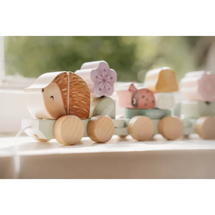 Trenulet din lemn FSC pentru stivuire - Arici - Fairy Garden - Little Dutch