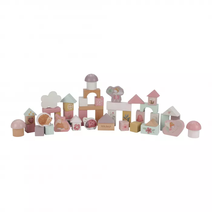 Cuburi de constructie din lemn FSC - Fairy Garden - Little Dutch