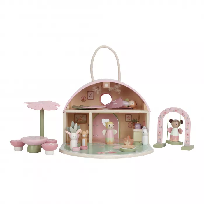 Casuta de papusi portabila din lemn FSC cu zane si mobilier - Fairy Garden - Little Dutch