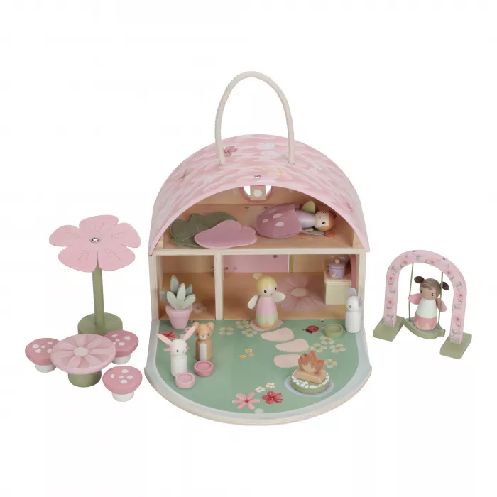 Casuta de papusi portabila din lemn FSC cu zane si mobilier - Fairy Garden - Little Dutch