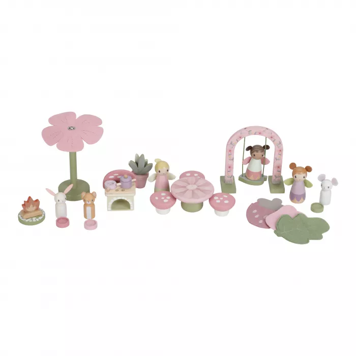 Casuta de papusi portabila din lemn FSC cu zane si mobilier - Fairy Garden - Little Dutch