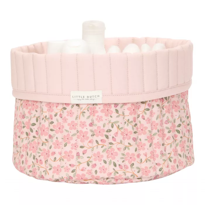 Cos de depozitare rotund matlasat pentru comoda de infasat - Fairy Floral - Little Dutch