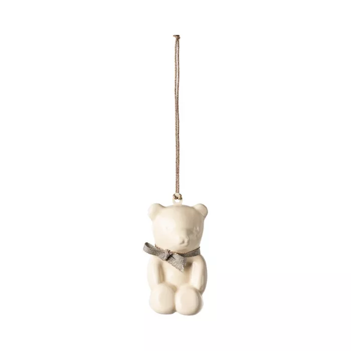 Accesorii pentru Craciun - Ornament metalic - Teddy Bear - Off white/Blue - Maileg