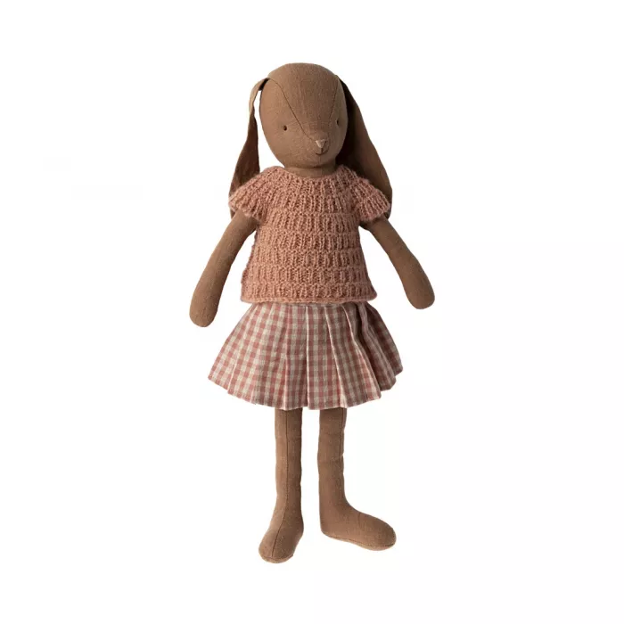 Jucarie textila - BUNNY SIZE 3 -  Chocolate brown - KNITET DRESS - Maileg