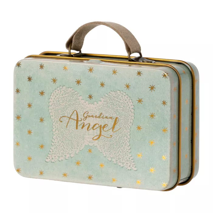 Jucarie textila - ANGEL MOUSE IN SUITCASE - Maileg