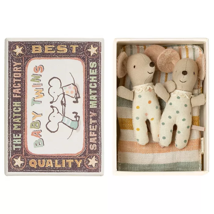 Jucarie textila - TWINS IN MATCHBOX - BABY MICE - Maileg