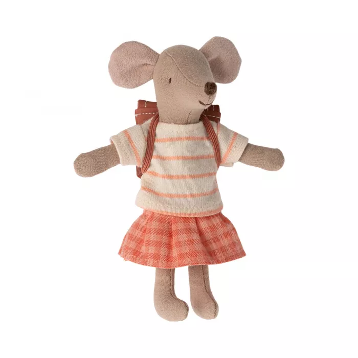 Jucarie textila - Tricycle Mouse - BIG SISTER - Coral - Maileg