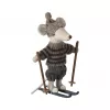 Miniaturi casuta de papusi - Winter mouse with ski set - Big Brother - Grey - Maileg