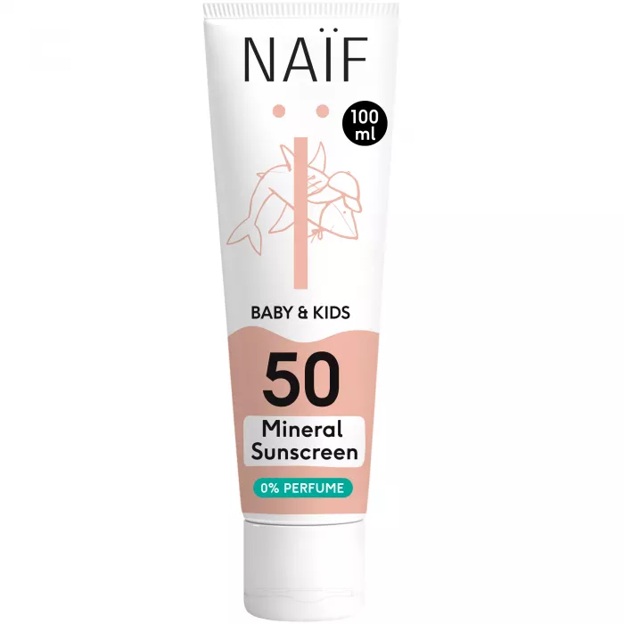 Crema cu protectie solara minerala SPF 50 FARA parfum - Bebelusi si copii  - 100 ml - Naïf